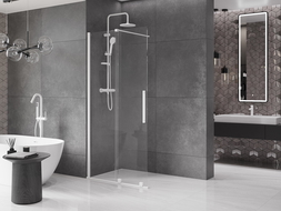 Mexen Velar dušo siena, stumdomas Walk-in 100 x 200 cm, skaidrus 8 mm, balta - 871-100-000-03-20