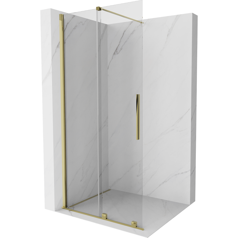 Mexen Velar prūdų sienelė su stumdomu Walk-in 80 x 200 cm, skaidrus 8 mm, auksinis - 871-080-000-03-50