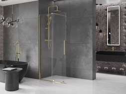 Mexen Velar dušo sienelė atlenkiama Walk-in 120 x 200 cm, skaidrus 8 mm, auksinis - 871-120-000-03-50