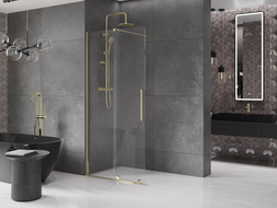 Mexen Velar stumdomas Walk-in dušo stiklas 90 x 200 cm, skaidrus 8 mm, auksinis - 871-090-000-03-50