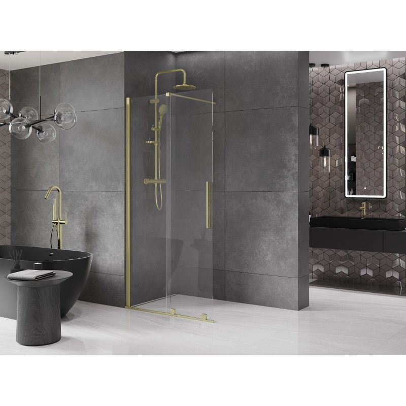 Mexen Velar stumdoma dušo sienelė Walk-in 75 x 200 cm, skaidri 8 mm, auksinė matinė - 871-075-000-03-55