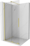 Mexen Velar dušo siena su stumdomomis durelėmis Walk-in 90 x 200 cm, skaidri 8 mm, šlifuotas auksas - 871-090-000-03-55