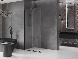 Mexen Velar stiklinė dušo siena Walk-in 80 x 200 cm, skaidri 8 mm, juoda - 871-080-000-03-70