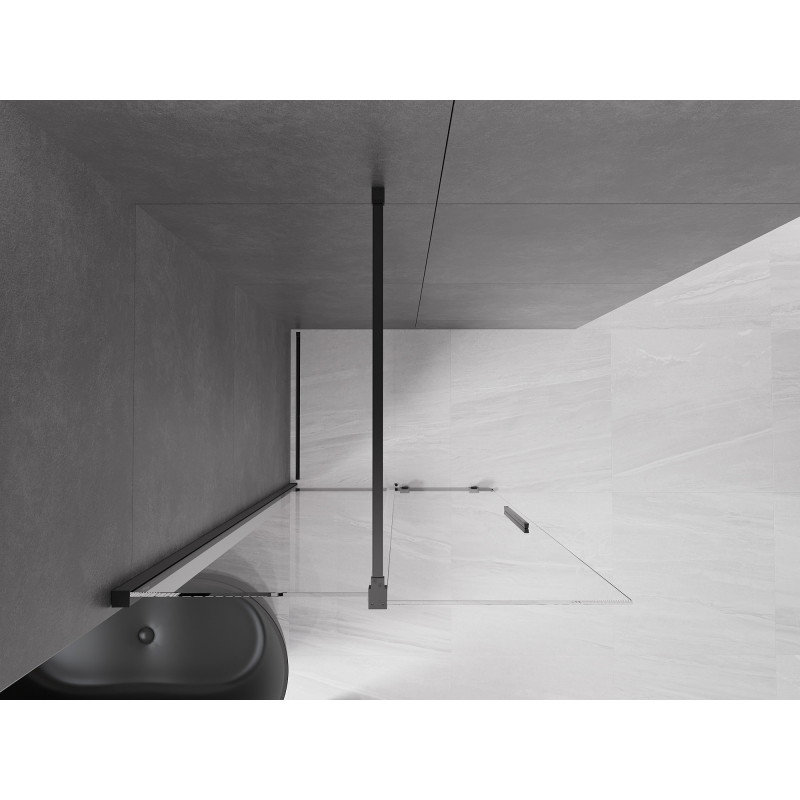 Mexen Velar stiklinė dušo pertvara Walk-in 90 x 200 cm, permatoma 8 mm, juoda - 871-090-000-03-70