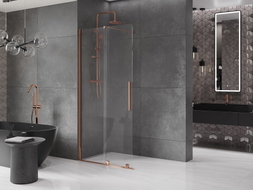 Mexen Velar stumdomoji dušo sienelė Walk-in 75 x 200 cm, skaidri 8 mm, rožinis auksas - 871-075-000-03-60