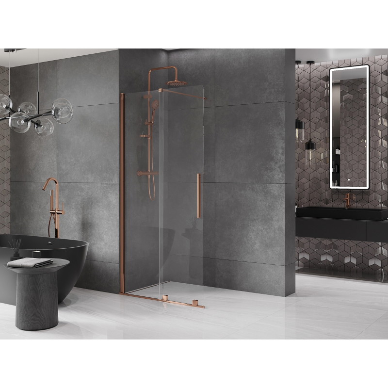 Mexen Velar stumdomoji dušo siena Walk-in 100 x 200 cm, skaidri 8 mm, rožinis auksas - 871-100-000-03-60