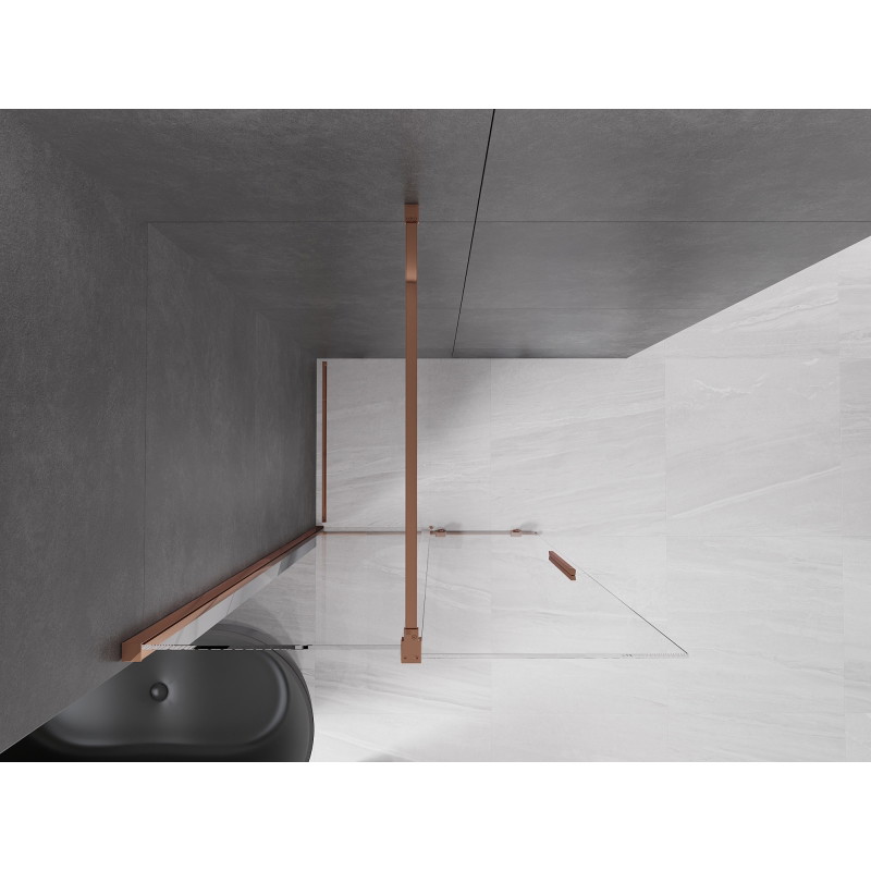 Mexen Velar stiklinė dušo sienelė Walk-in 110 x 200 cm, skaidri 8 mm, rožinis auksas - 871-110-000-03-60
