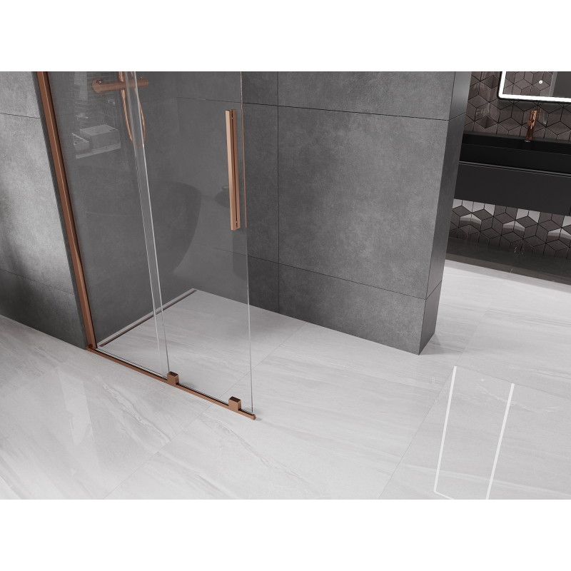 Mexen Velar stacionari dušo siena Walk-in 120 x 200 cm, skaidri, 8 mm, rožinis auksas - 871-120-000-03-60