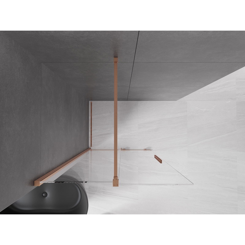 Mexen Velar stumdomoji dušo sienelė Walk-in 100 x 200 cm, permatoma 8 mm, šlifuota varis - 871-100-000-03-65