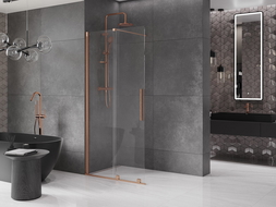 Mexen Velar dušo sienelė stumdomas Walk-in 120 x 200 cm, skaidrus 8 mm, šlifuota varis - 871-120-000-03-65