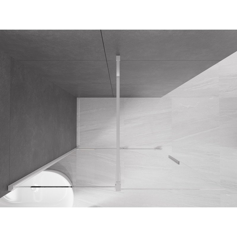 Mexen Velar stiklinė dušo sienelė Walk-in 140 x 200 cm, permatoma 8 mm, chromuota - 871-140-000-03-01
