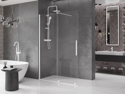 Mexen Velar dušo siena su stumdomomis durimis Walk-in 150 x 200 cm, skaidrus 8 mm, balta - 871-150-000-03-20