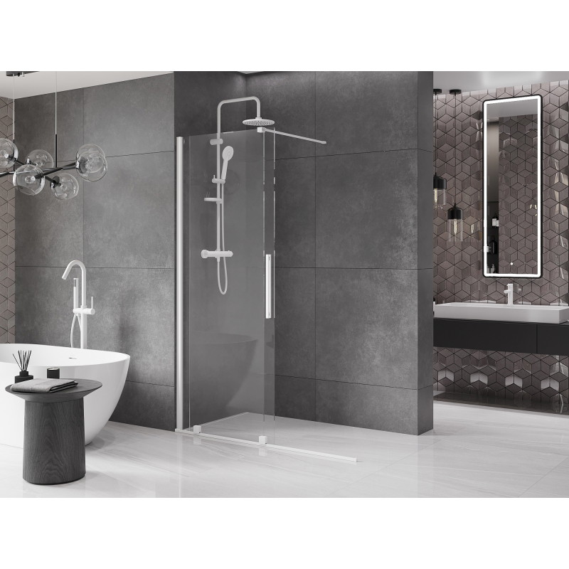 Mexen Velar Stumdomoji dušo siena Walk-in 140 x 200 cm, permatoma 8 mm, balta - 871-140-000-03-20