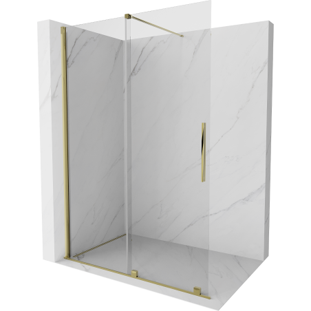 Mexen Velar stumdomoji dušo siena Walk-in 140 x 200 cm, skaidri 8 mm, auksinė - 871-140-000-03-50