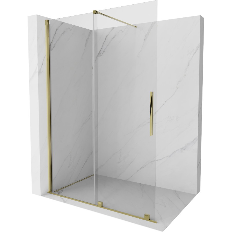 Mexen Velar stiklinė dušo sienelė Walk-in 150 x 200 cm, skaidri 8 mm, auksinė - 871-150-000-03-50