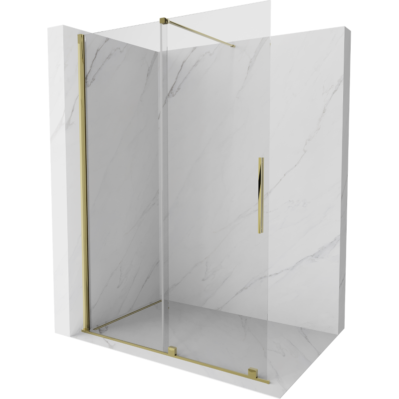 Mexen Velar stumdomas dušo sienelė Walk-in 160 x 200 cm, skaidri 8 mm, auksinė - 871-160-000-03-50