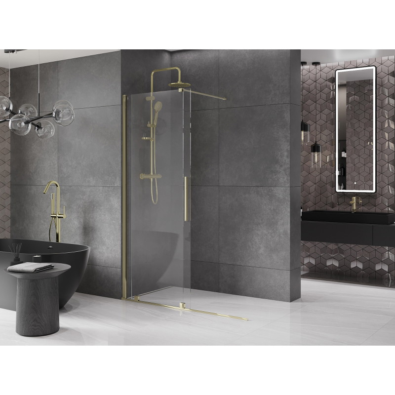 Mexen Velar Įstumama dušo siena Walk-in 160 x 200 cm, skaidri 8 mm, auksinė - 871-160-000-03-50