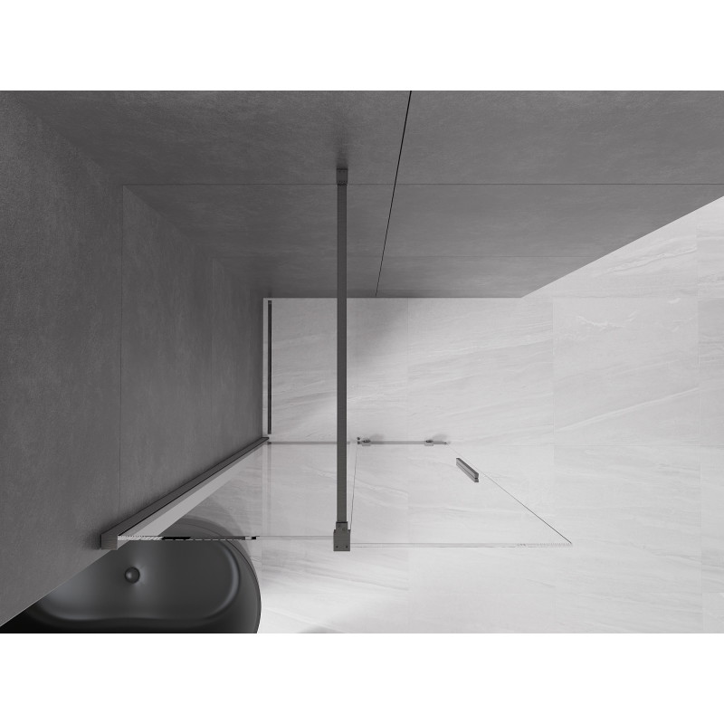 Mexen Velar stiklinė dušo siena stumdoma Walk-in 75 x 200 cm, skaidrus 8 mm, šautuvas pilkas šlifuotas - 871-075-000-03-66