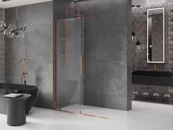 Mexen Velar stumdoma dušo siena Walk-in 130 x 200 cm, skaidri 8 mm, rožinis auksas - 871-130-000-03-60