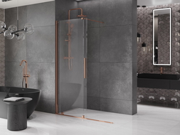 Mexen Velar stumdomas Walk-in dušo stiklas 130 x 200 cm, skaidrus 8 mm, rožinė auksinė - 871-130-000-03-60