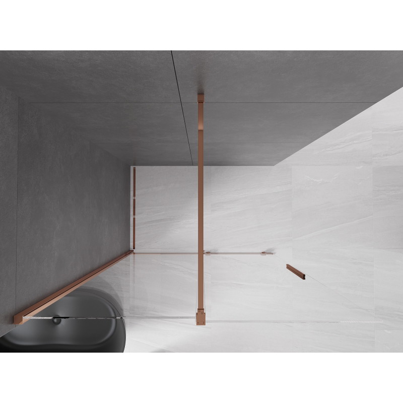 Mexen Velar stacionarią dušo pertvara Walk-in 130 x 200 cm, skaidri 8 mm, rožinis auksas - 871-130-000-03-60