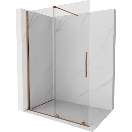 Mexen Velar slankiojanti dušo siena Walk-in 140 x 200 cm, skaidri 8 mm, rožinis auksas - 871-140-000-03-60