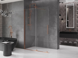 Mexen Velar Stumdomas dušo ekranas Walk-in 140 x 200 cm, skaidrus 8 mm, rožinis auksas - 871-140-000-03-60