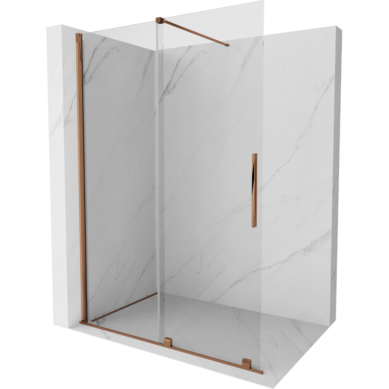 Mexen Velar dušo sienelė stumdoma Walk-in 160 x 200 cm, skaidri 8 mm, rožinio aukso - 871-160-000-03-60