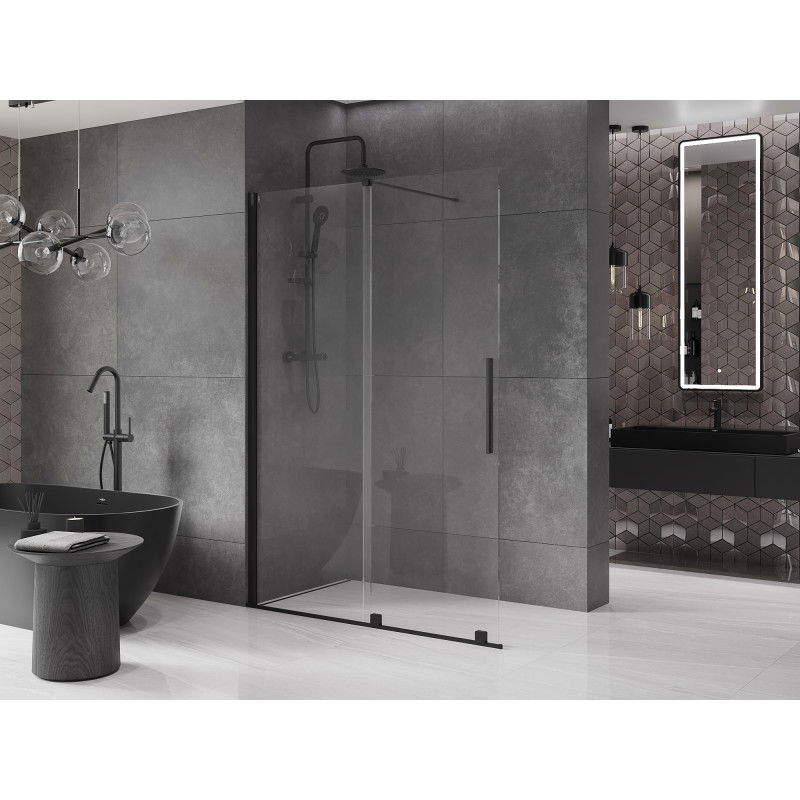 Mexen Velar stumdomoji dušo siena Walk-in 140 x 200 cm, permatomi 8 mm, juoda - 871-140-000-03-70