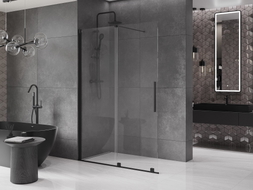 Mexen Velar stumdomoji dušo siena Walk-in 140 x 200 cm, permatomas 8 mm, juoda - 871-140-000-03-70