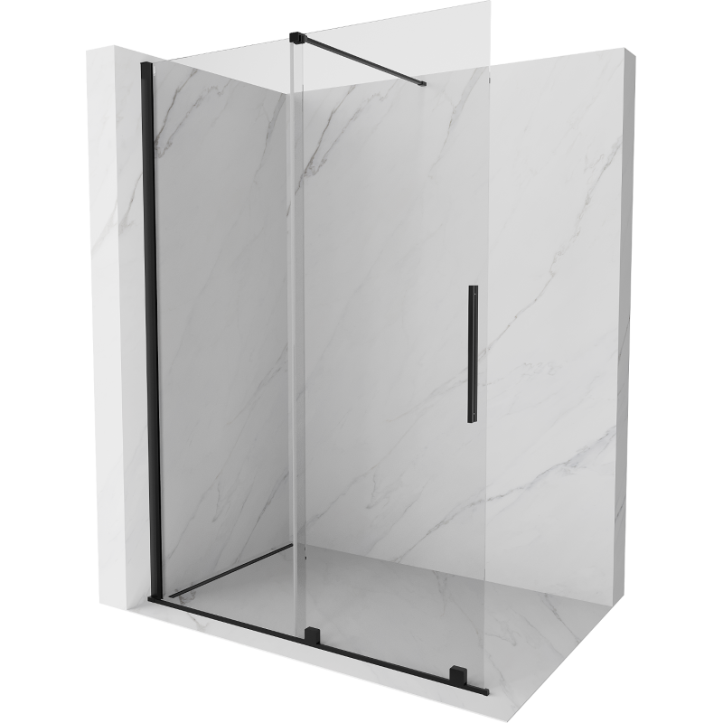 Mexen Velar stumdomos Walk-in dušo sienelė 150 x 200 cm, skaidri 8 mm, juoda - 871-150-000-03-70