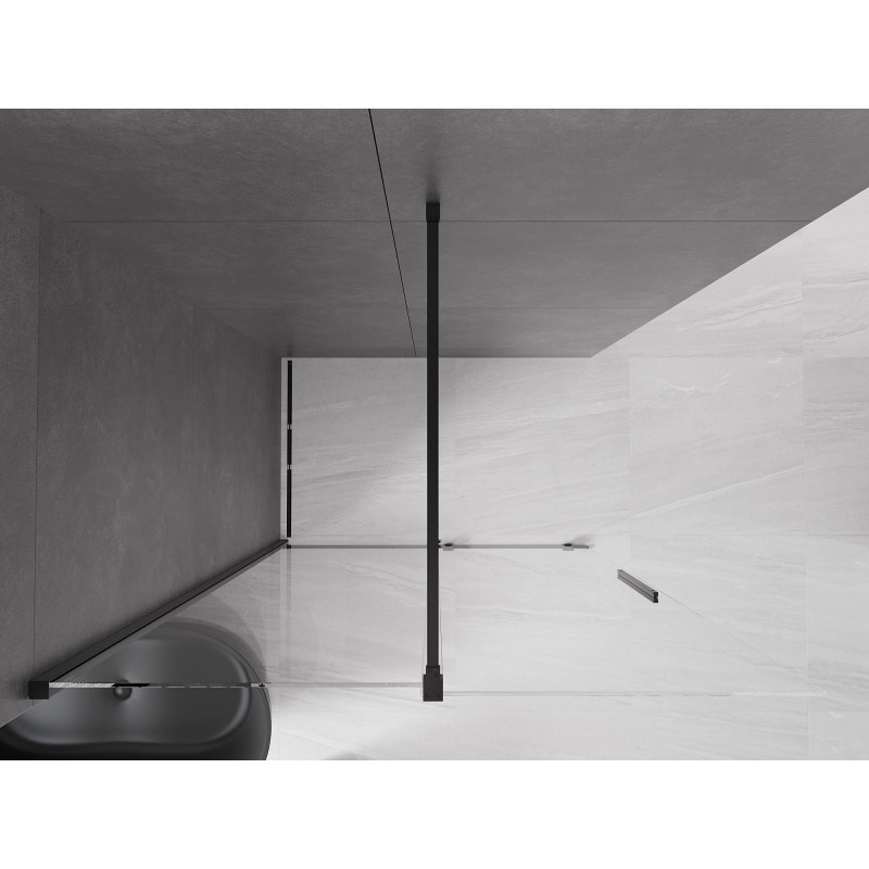 Mexen Velar stiklinė dušo sienelė Walk-in 150 x 200 cm, skaidri 8 mm, juoda - 871-150-000-03-70
