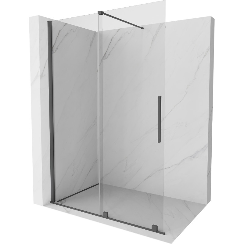 Mexen Velar stumdomos dušo pertvaros Walk-in 130 x 200 cm, skaidrios 8 mm, ginklų pilkos šukuotos - 871-130-000-03-66