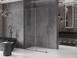 Mexen Velar dušo sienelė stumdomai Walk-in 140 x 200 cm, skaidrus 8 mm, ginklų pilkas šlifuotas - 871-140-000-03-66