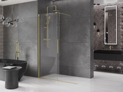 Mexen Velar stumdoma dušo siena Walk-in 140 x 200 cm, skaidrus 8 mm, auksinė šlifuota - 871-140-000-03-55