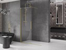 Mexen Velar stumiama dušo siena Walk-in 140 x 200 cm, skaidri 8 mm, šlifavimo auksu - 871-140-000-03-55
