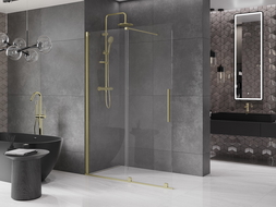Mexen Velar stumdomas Walk-in dušo užtvaras 160 x 200 cm, skaidrus 8 mm, auksu šlifuotas - 871-160-000-03-55