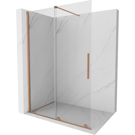 Mexen Velar stiklinė dušo pertvara Walk-in 130 x 200 cm, skaidri 8 mm, šlifuotas varis - 871-130-000-03-65