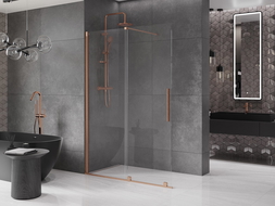 Mexen Velar judanti Walk-in dušo siena 130 x 200 cm, skaidrus 8 mm, šlifuotas varis - 871-130-000-03-65