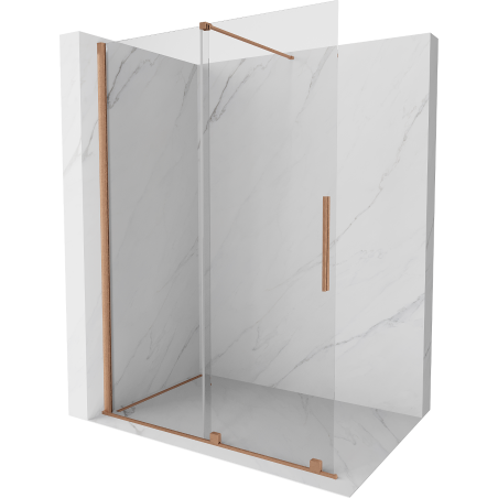 Mexen Velar stumdomosios dušo sienelės Walk-in 140 x 200 cm, permatomos 8 mm, šepečiu valyta varis - 871-140-000-03-65