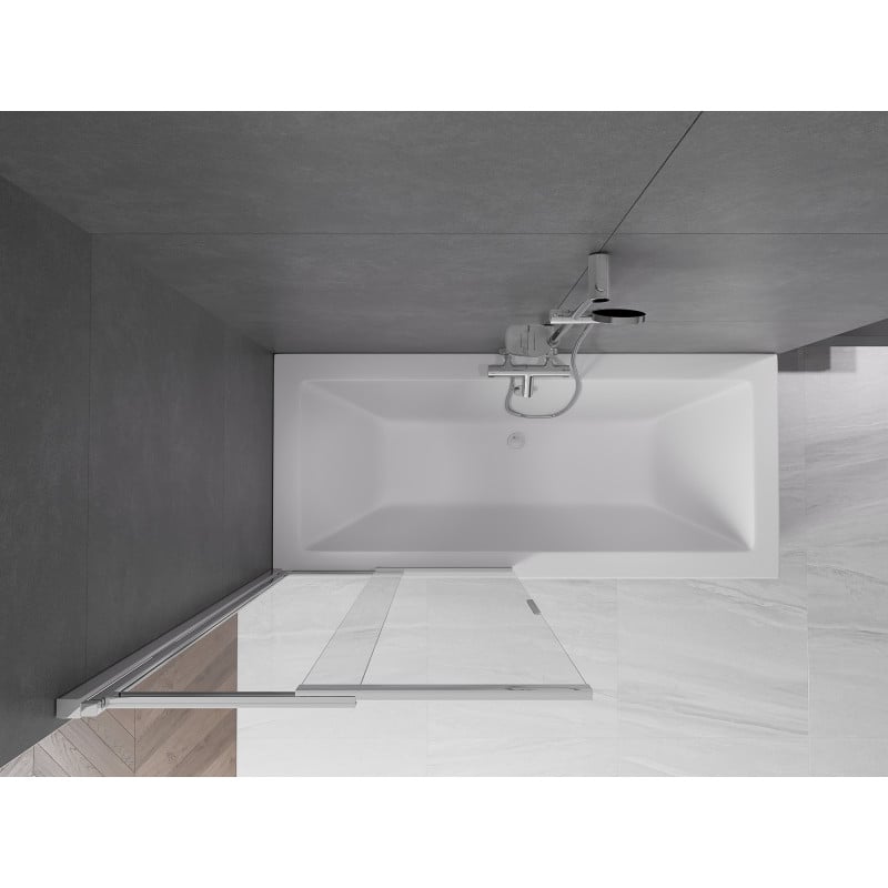 Mexen Fox dvigubas stumdomasis vonios ekranas 85 x 150 cm, permatomas, chromas - 891-085-002-01-00