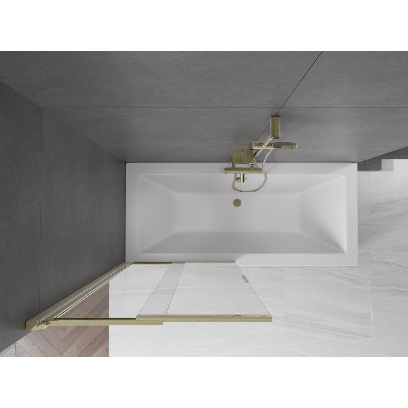 Mexen Fox dviejų sparnų stumdomas dušo ekranas 85 x 150 cm, skaidrus, auksinis - 891-085-002-50-00