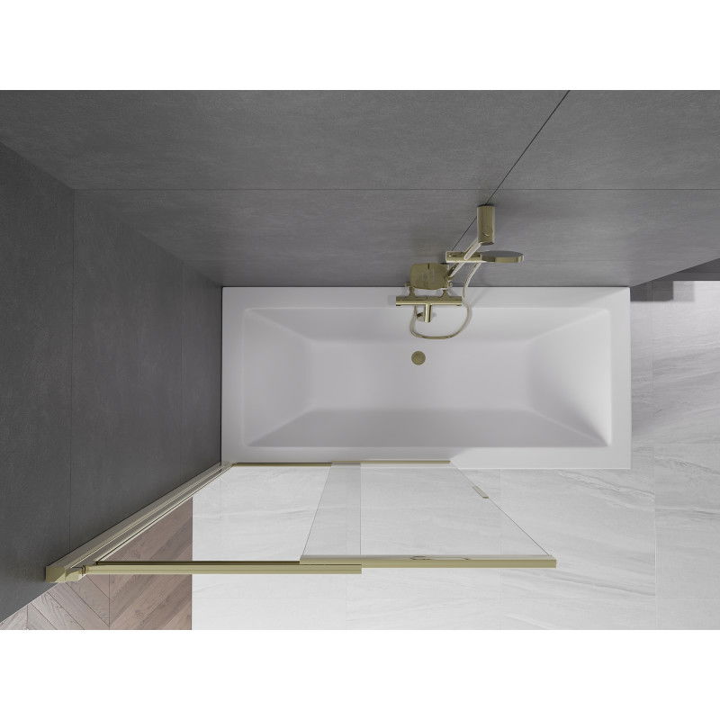 Mexen Fox vonios sienelė 2-durų slankioji 100 x 150 cm, skaidrus, auksinis - 891-100-002-50-00