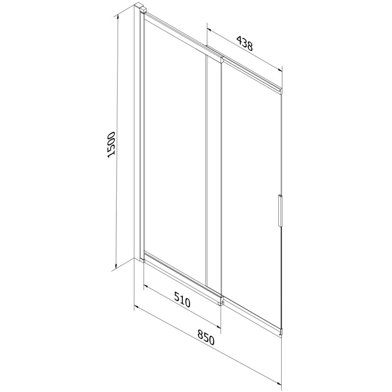 Mexen Fox dvivėrės stumdomos vonios durys 85 x 150 cm, skaidrios, chromas - 891-085-002-01-00