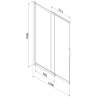 Mexen Fox vonios ekranas, 2-dalių, stumdomas 100 x 150 cm, permatomas, juodas - 891-100-002-70-00