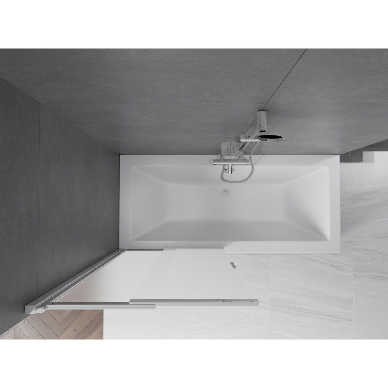 Mexen Fox vonios pertvara 2 dalių stumdomas 85 x 150 cm, matinė, chromas - 891-085-002-01-30