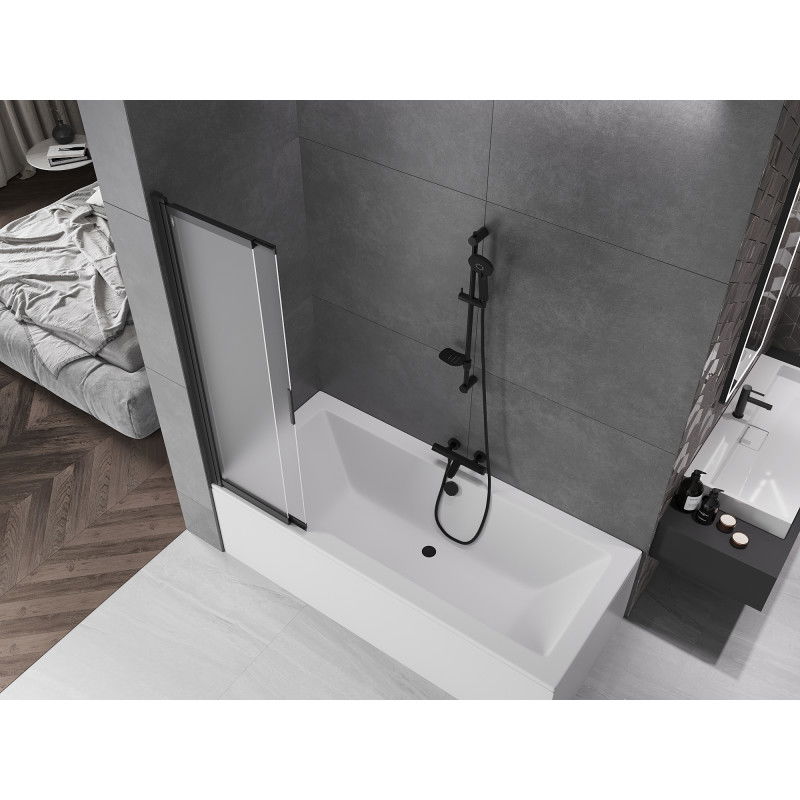 Mexen Fox dviejų dalių stumdomas dušo sienelė 85 x 150 cm, matinė, juoda - 891-085-002-70-30