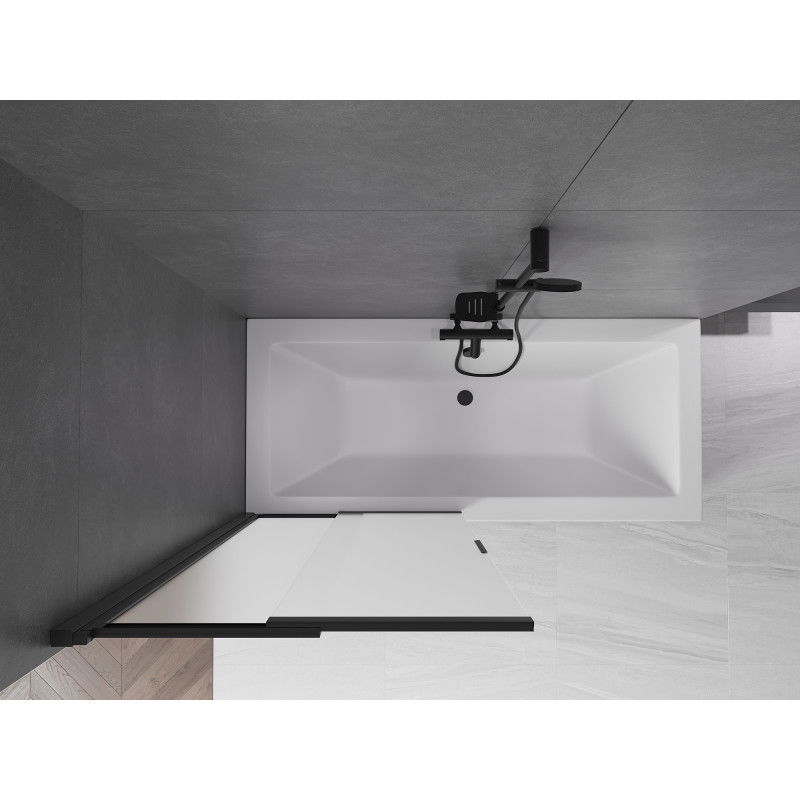 Mexen Fox dviejų dalių stumdomas dušo sienelė 85 x 150 cm, matinė, juoda - 891-085-002-70-30