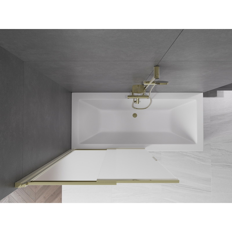 Mexen Fox dvivėris slankiotos vonios pertvaras 100 x 150 cm, šerkšnas, auksinė - 891-100-002-50-30