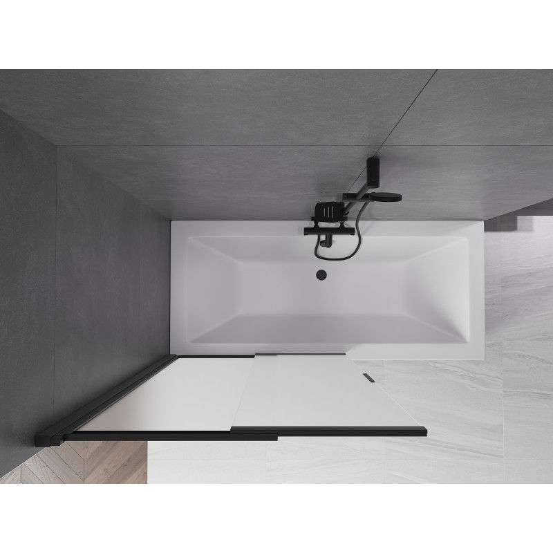 Mexen Fox dviejų dalių stumdomas vonios ekranas 100 x 150 cm, matinė, juoda - 891-100-002-70-30